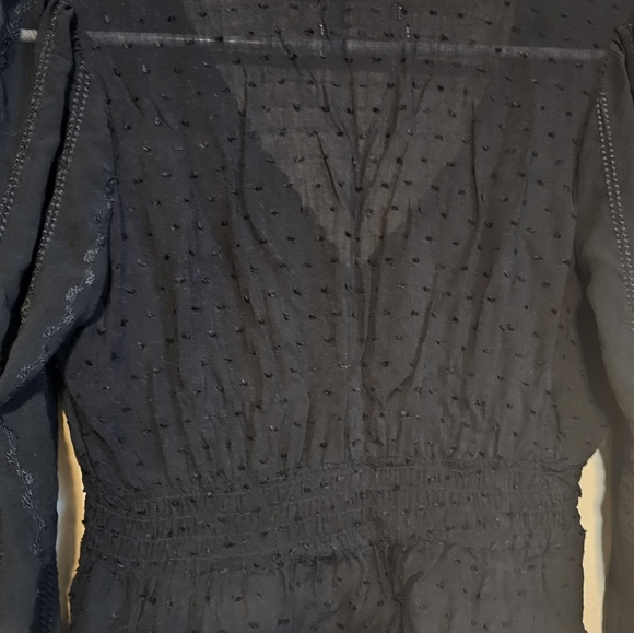 Urban Outfitters Women's Size Small Cropped V-Neck Peplum Top in Black - Picture 6 of 6